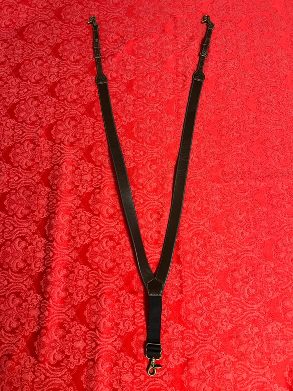 Nocona Leather Y-Back Suspenders Hook Style Brown Western Adjustable Medium